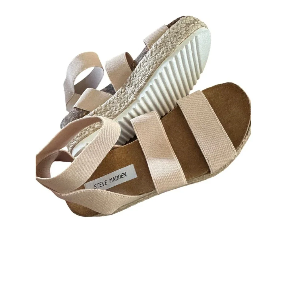 Steve Madden Women's Kimmie Blush Nude Espadrille Platform Sandals Size 7 NWOB